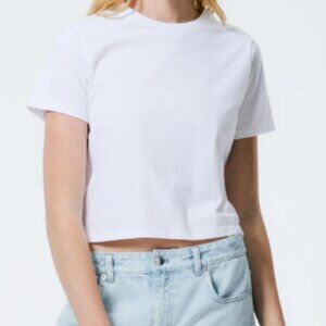 Tibi White Short Sleeve Top 100% Cotton Size M NWOT Crop Top